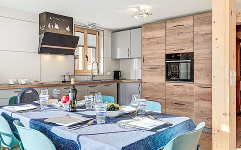 Bon-Accueil: Furniture, Kitchen, Interior Design, Flooring, Countertop, Kitchen Appliance, Chair, Wood, Ceiling, Cabinetry