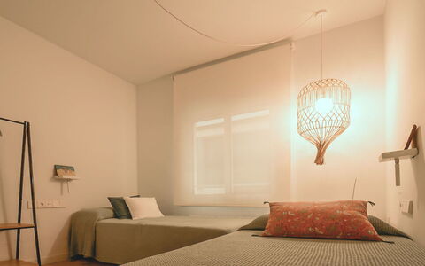 Azulmar: Interior Design, Wall, Bedroom, Ceiling, Wood, Light Fixture, Floor, Flooring, Bed, Lighting