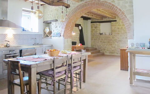 Il Casolare e Il Fienile: Furniture, Interior Design, Flooring, Wall, Wood, Ceiling, Floor, Kitchen, Room, Lighting