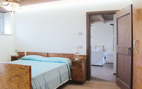 Il Casolare e Il Fienile: Furniture, Interior Design, Wall, Flooring, Bed, Floor, Bedroom, Wood, Ceiling, Room