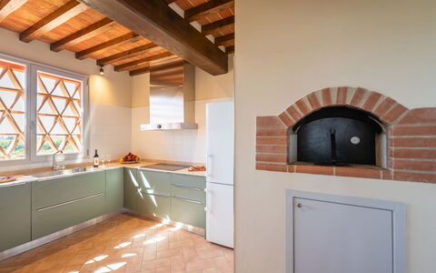 Podere Galieni: Interior Design, Kitchen, Flooring, Wall, Wood, Ceiling, Floor, Countertop, Furniture, Kitchen Appliance