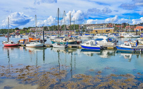 Tenby Cottage: Boat, Blue, Water, Body Of Water, Watercraft, Marina, Boats And Boating--Equipment And Supplies, Waterway, Cloud, Port