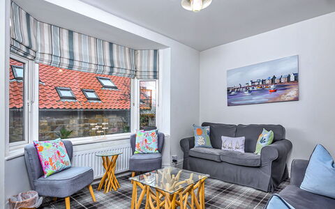 Tenby Cottage: Furniture, Interior Design, Couch, Flooring, Room, Floor, Living Room, Textile, Ceiling, Table