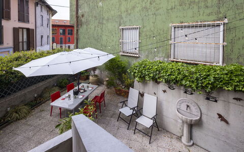 Dolce Luino: Flowerpot, Outdoor Furniture, Chair, Houseplant, Apartment, Outdoor Table, Garden, Courtyard, Yard