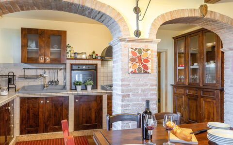Casale Dolcemare: Furniture, Interior Design, Flooring, Kitchen, Wood, Cabinetry, Ceiling, Countertop, Chair, Kitchen & Dining Room Table