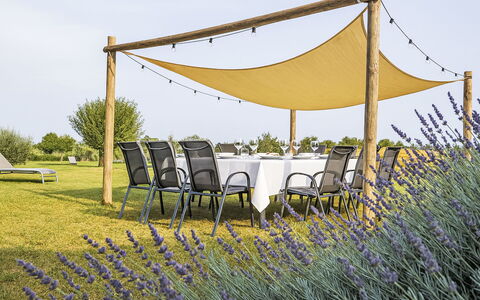 Casa al Gelso: Outdoor Furniture, Shade, Garden, Outdoor Table, Chair, Patio, Folding Chair, Tablecloth