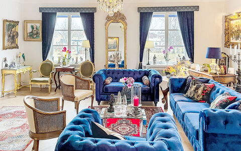 Herrgården: Furniture, Interior Design, Couch, Living Room, Flooring, Lighting, Textile, Floor, Ceiling, Room