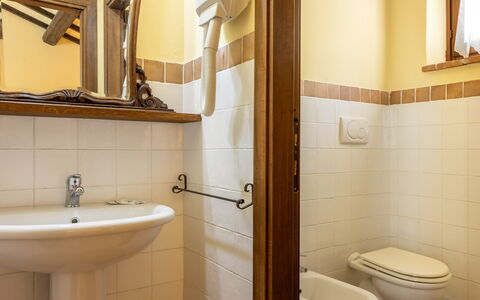 Il Giuncheto Apartments, Pool, Umbrian Countryside: Wood, Flooring, Interior Design, Floor, Plumbing Fixture, Bathroom, Bathroom Sink, Plumbing, Room, Tap
