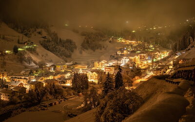 See 629: Night, Landscape, Winter, Midnight, Village, Evening, Freezing, Snow, Mountain Village, Alps