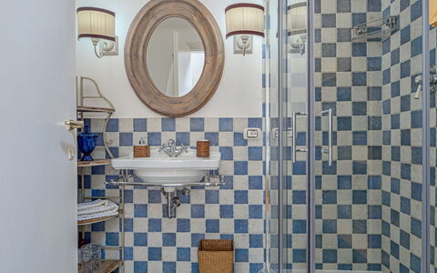 Residenza Rudalza: Interior Design, Flooring, Floor, Tile, Plumbing Fixture, Plumbing, Design, Porcelain, Bathroom, Tap