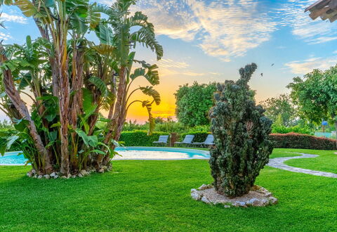 Villa Polistena: Blue, Green, Grass, Shrub, Landscape, Garden, Swimming Pool, Lawn, Resort