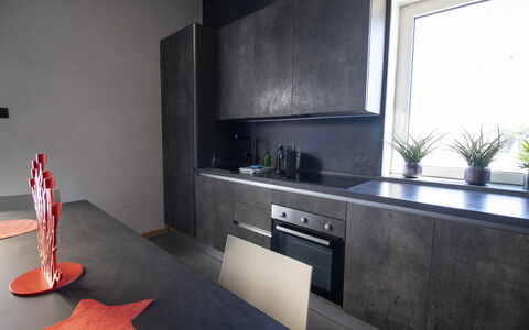 C-Home Historic House: Flooring, Countertop, Floor, Furniture, Kitchen, Kitchen Appliance, Home Appliance, Cabinetry, Major Appliance