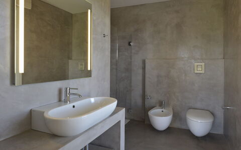 Villa Carovi: Wall, Flooring, Plumbing Fixture, Bathroom, Floor, Interior Design, Sink, Bathroom Sink, Tap, Plumbing