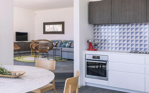 Villa Stornella: Furniture, Interior Design, Flooring, Floor, Wood, Room, Kitchen, Lighting, Chair, Ceiling
