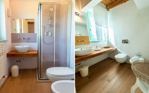 Villa Checco: Bathroom, Flooring, Plumbing Fixture, Floor, Interior Design, Wood, Bathroom Sink, Sink, Tap, Plumbing