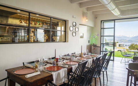 Idea 18: Furniture, Table, Chair, Interior Design, Kitchen & Dining Room Table, Flooring, Restaurant, Ceiling, Dining Room, Glass
