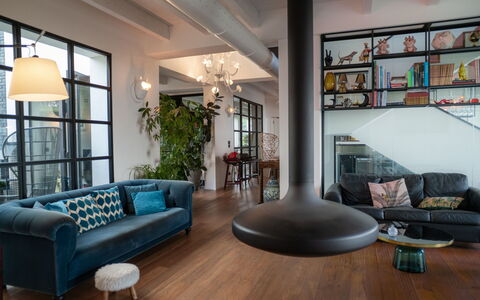Idea 18: Furniture, Interior Design, Flooring, Floor, Wood Flooring, Wood, Couch, Ceiling, Table, Living Room