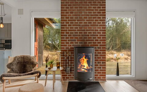 Leonor - 1.8Km from the Sea: Hearth, Wood-Burning Stove, Fireplace, Chimney, Heat, Brick, Living Room, Natural Material
