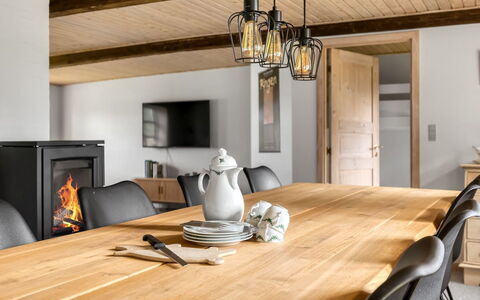 Nette - 15Km from the Sea: Furniture, Interior Design, Flooring, Wood, Ceiling, Light Fixture, Kitchen & Dining Room Table, Table, Floor, Dining Room