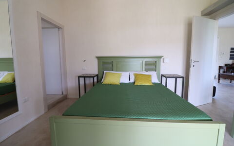 Elegante Villa Casale 50: Furniture, Bed, Bedroom, Bedding, Interior Design, Bed Sheet, Floor, Flooring, Wood, Room