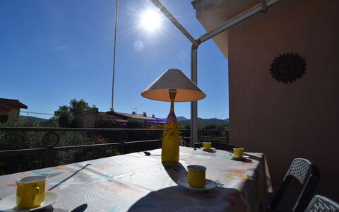 Appartamento Agrustos, Wifi, Ac: Furniture, Chair, Outdoor Furniture, Shade, Outdoor Table, Houseplant, Evening, Coffee Table, Kitchen & Dining Room Table, Eco Hotel