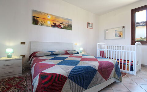 Villa Camerini, Nature, Bikes and Beaches: Floor, Interior Design, Furniture, Apartment, Bedroom, Room, Bed, Bedding, Bed Frame, Picture Frame