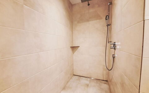 Josephine: Flooring, Floor, Shower Head, Tile, Shower, Bathroom, Shower Panel, Shower Bar, Plumbing Fixture