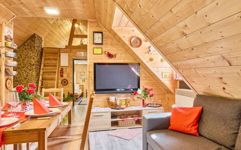 Roubenka U Potoka: Wood, Home, Log Cabin, Cottage, Wood Flooring, Living Room, Wood Stain, Hardwood, Varnish, Lumber