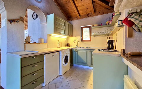 Blue: Interior Design, Wall, Flooring, Ceiling, Wood, Kitchen, Countertop, Furniture, Major Appliance, Floor