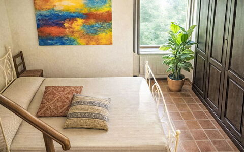 Cotoneaster: Furniture, Bed, Interior Design, Wall, Bedroom, Floor, Flooring, Wood, Bedding, Bed Sheet