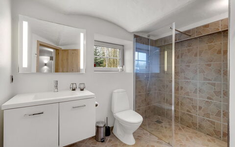Blaguna - 9Km to the Fjord: Bathroom, Flooring, Plumbing Fixture, Interior Design, Floor, Bathroom Sink, Sink, Bathroom Cabinet, Ceiling, Tap