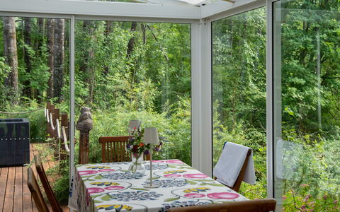 Aurinko Vanaja: Furniture, Chair, Table, Shade, Outdoor Furniture, Outdoor Table, Glass, Kitchen & Dining Room Table, Outdoor Structure, Garden