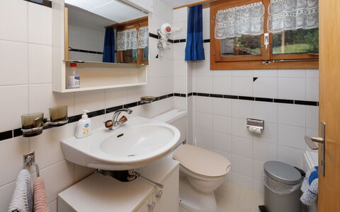 Haus Margrittli: Plumbing Fixture, Bathroom, Bathroom Sink, Sink, Interior Design, Tap, Plumbing, Flooring, Countertop, Bathroom Cabinet