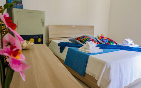 Elaia'S House Cannole: Furniture, Interior Design, Floor, Flooring, Bedroom, Bed, Wood, Bed Sheet, Textile, Room