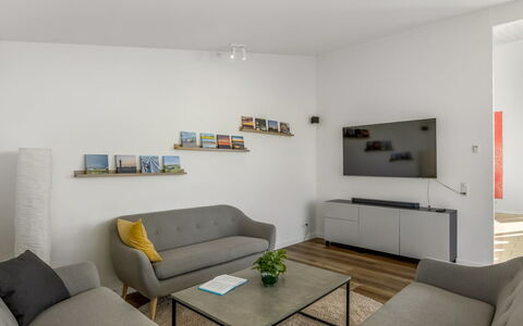 Emelita - 1.4Km from the Sea: Furniture, Wood, Interior Design, Flooring, Floor, Chair, Room, Ceiling, Living Room, Apartment