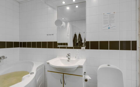 Alwina - 900M from the Sea: Bathroom, Plumbing Fixture, Interior Design, Flooring, Sink, Toilet, Floor, Tap, Bathroom Sink, Plumbing