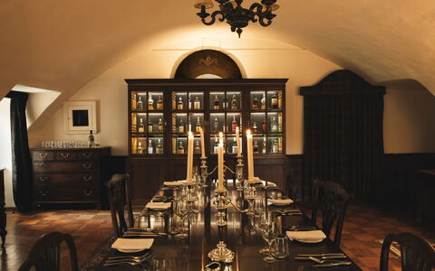 Innes House: Furniture, Interior Design, Table, Light Fixture, Ceiling, Lighting, Chair, Flooring, Kitchen & Dining Room Table, Dining Room