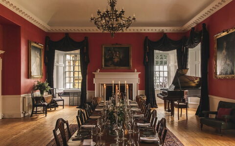 Innes House: Furniture, Interior Design, Chair, Flooring, Table, Ceiling, Chandelier, Lighting, Floor, Dining Room