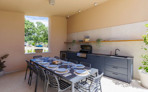 Sola: Furniture, Chair, Flooring, Table, Kitchen & Dining Room Table, Floor, Countertop, Kitchen, Shade, Restaurant