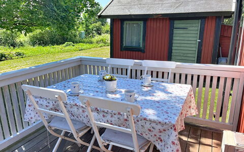 Villa Alvaret: Furniture, Wood, Table, Outdoor Furniture, Chair, Outdoor Table, Porch, Deck, Cottage, Backyard