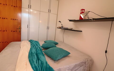 Myriam: Furniture, Bed, Bedroom, Wall, Bed Sheet, Interior Design, Flooring, Floor, Bedding, Room