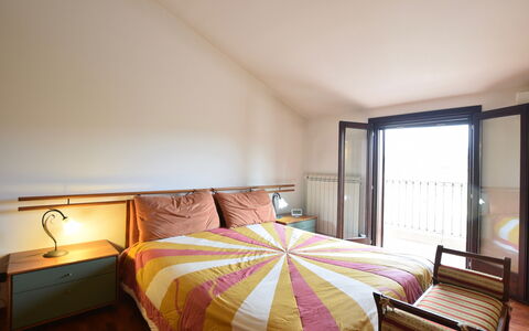 Villa Margi: Bed, Furniture, Interior Design, Bedroom, Floor, Flooring, Bedding, Room, Bed Sheet, Wall