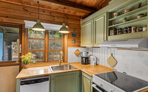 Aksinja - 500M from the Sea: Kitchen, Wood, Interior Design, Furniture, Countertop, Cabinetry, Kitchen Appliance, Ceiling, Flooring, Major Appliance