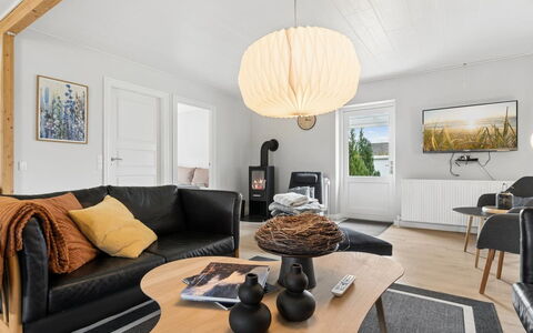 Grette - 600M from the Sea: Furniture, Interior Design, Wall, Flooring, Floor, Couch, Wood, Ceiling, Living Room, Light Fixture