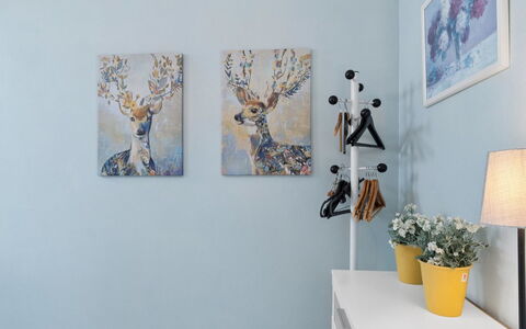 Grette - 600M from the Sea: Blue, Interior Design, Picture Frame, Room, Paint, Modern Art, Natural Material, Lamp, Houseplant