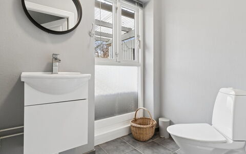 Grette - 600M from the Sea: Flooring, Floor, Plumbing Fixture, Interior Design, Bathroom, Sink, Toilet, Toilet Seat, Plumbing, Tap