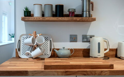 Alpine Cottage: Tableware, Kitchen Appliance, Kitchen, Interior Design, Countertop, Home Appliance, Furniture, Small Appliance