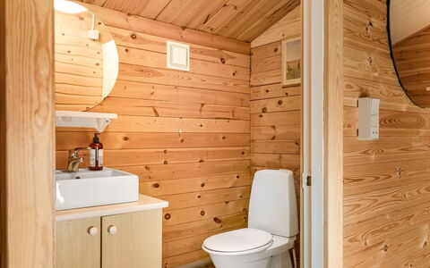 Tjarko - 690M to the Fjord: Wood, Flooring, Plumbing Fixture, Floor, Bathroom, Toilet, Interior Design, Bathroom Cabinet, Sink, Wood Stain