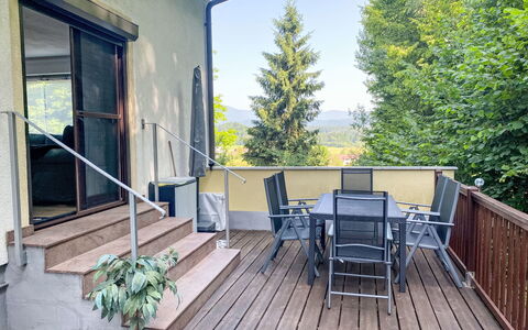 Apartamento Giovanna: Wood, Deck, Porch, Outdoor Furniture, Handrail, Shade, Hardwood, Chair, Balcony, Eco Hotel