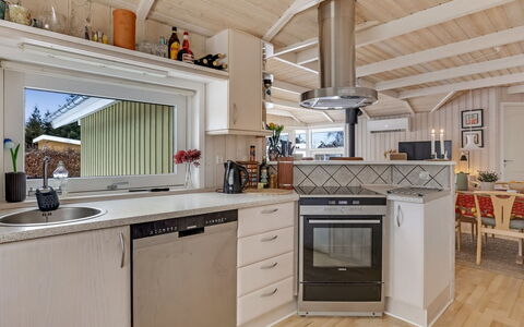 Alexis - 500M from the Sea: Kitchen, Countertop, Kitchen Appliance, Wood, Flooring, Major Appliance, Interior Design, Ceiling, Cabinetry, Furniture